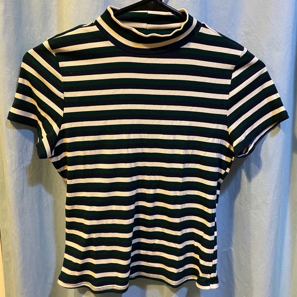 White, Green, and Blue Stripped Forever 21 Tee